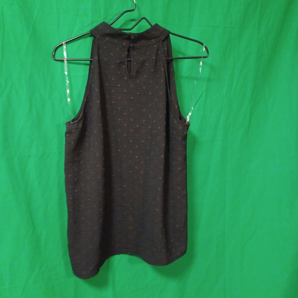 Floral & Ivy Black Clip Dot Halter Neck Blouse Top Size M T456CD